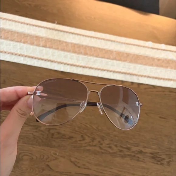 CHANEL Pilot Sunglasses with Pink Hue Lenses - Picture 1 of 6